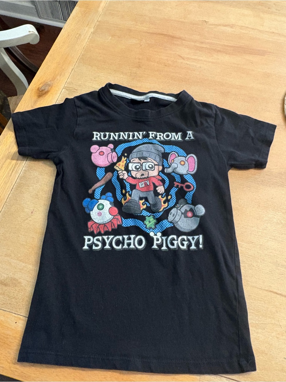 Kids "Psycho Piggy" Graphic Tee - Black